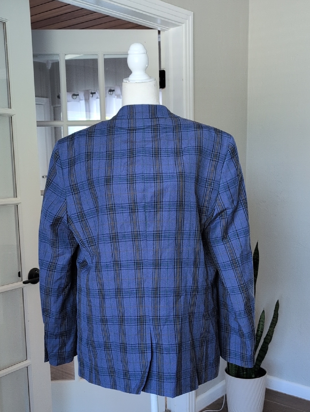 Ben Sherman Blue Plaid Sport Coat Blazer 44 R - Picture 4 of 8